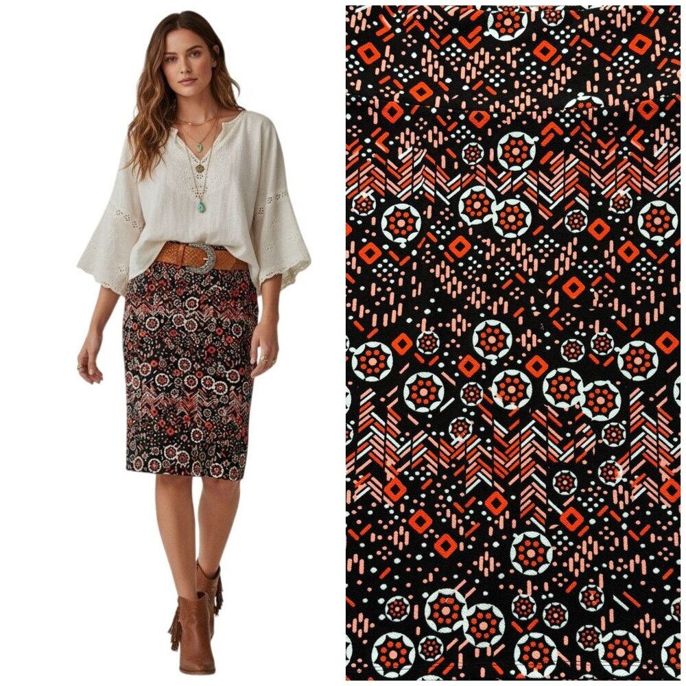 LuLaRoe Cassie Pencil Skirt Stretch Yoga Waistband Boho Office Casual Sz XL NEW